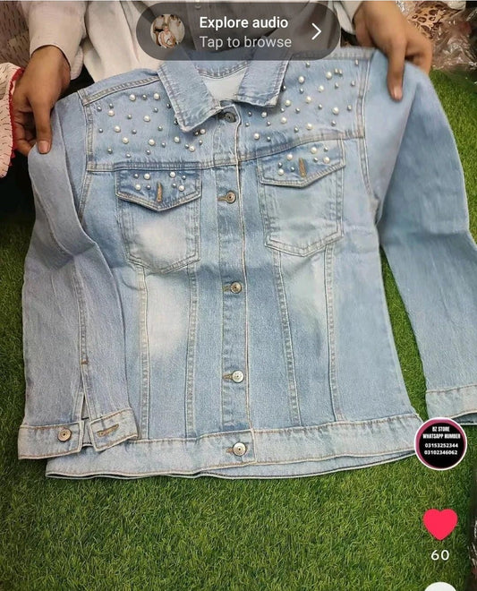 pearl stitch denim jacket